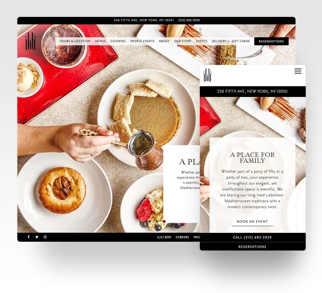 Mẫu website nhà hàng ilili - an toàn nhưng không bao giờ lỗi thời: lilinyc.com