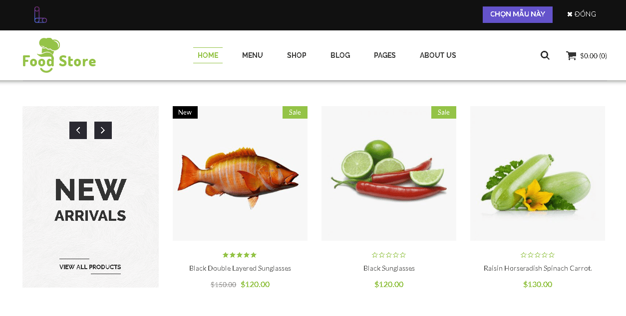 Bố cục website thực phẩm
