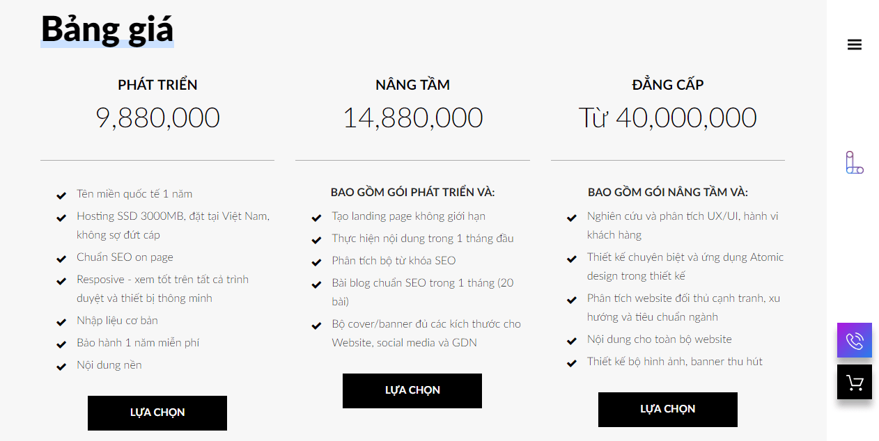 Giá thiết kế web chất lượng