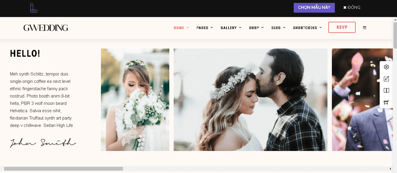 mẫu thiết kế website studio - Viện áo cưới