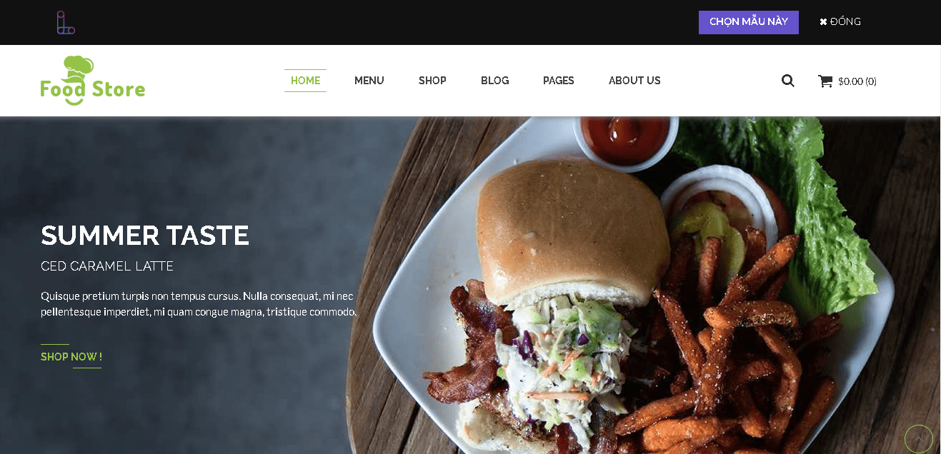 mẫu web thực phẩm