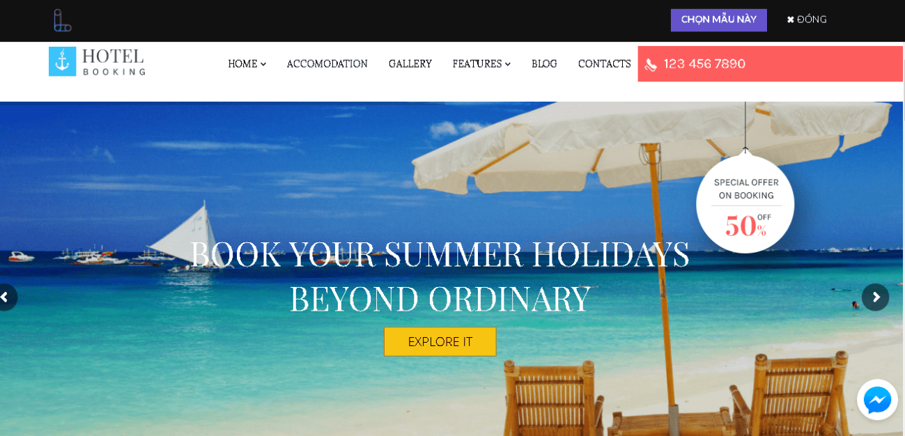 mẫu website khách sạn