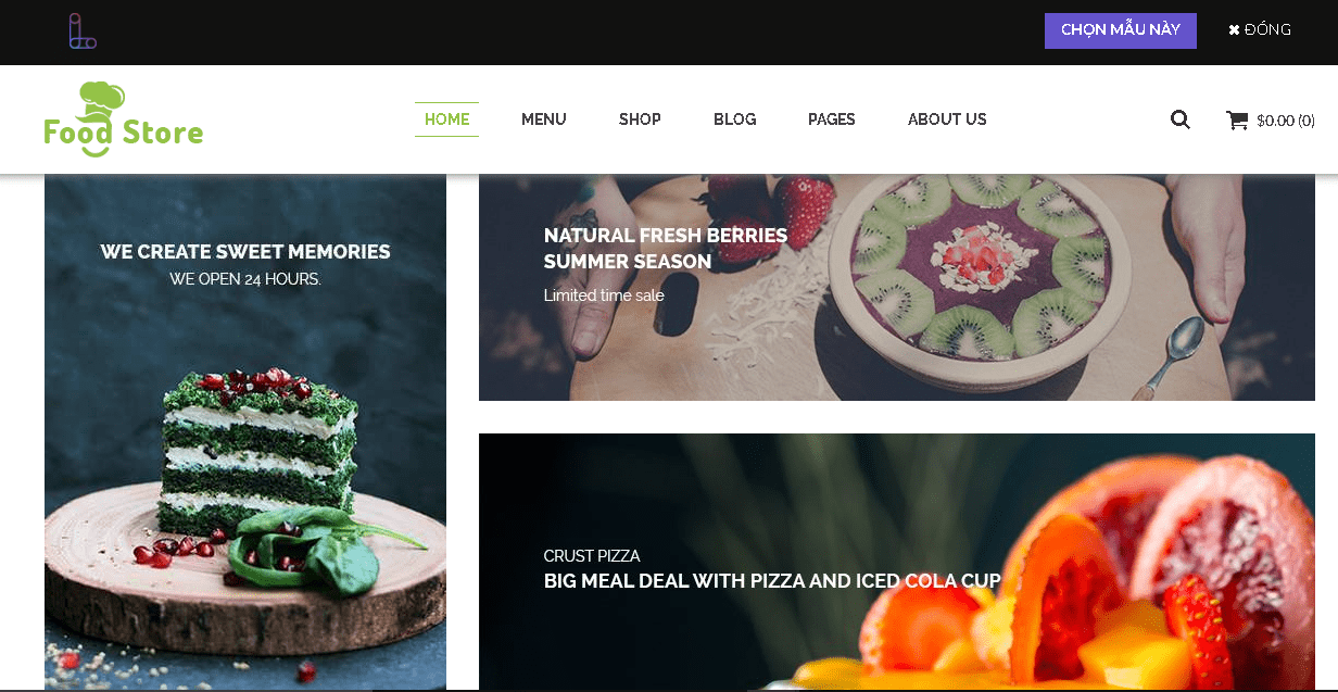 mẫu website thực phẩm