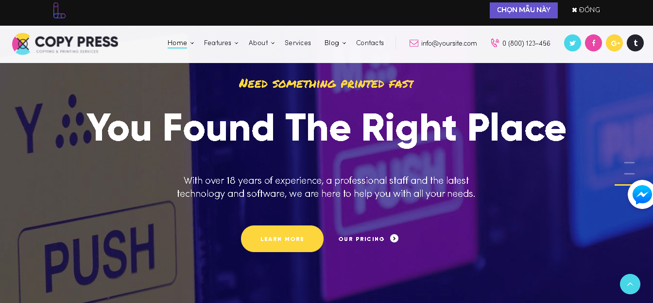 mẫu website công ty thiết kế in ấn