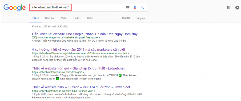 Tìm kiếm trên 1 trang web nhất định