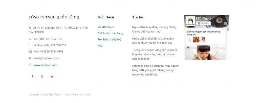 giao diện footer