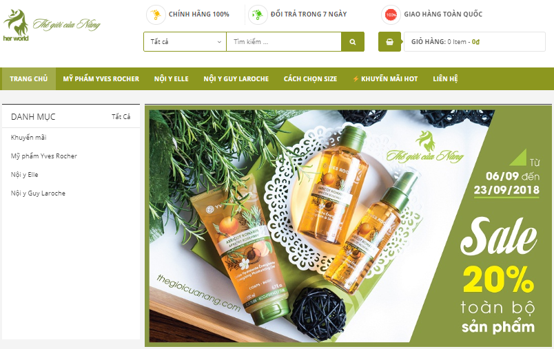thiết kế website bán mỹ phẩm
