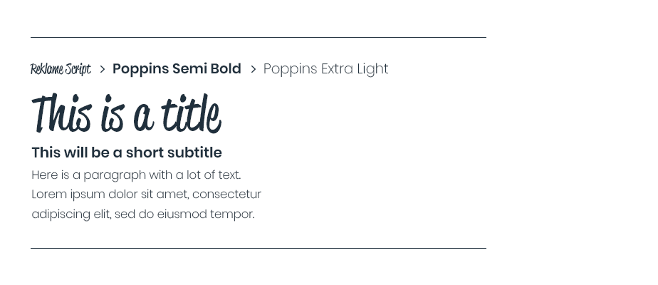 Reklame Script, Poppins Semi Bold & Poppins Extra Light