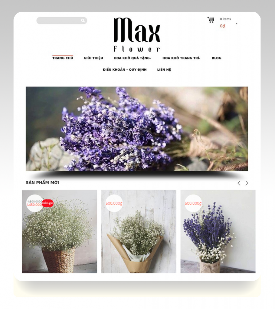 MaxFlower - một trong những website shop hoa do Letweb thiết kế