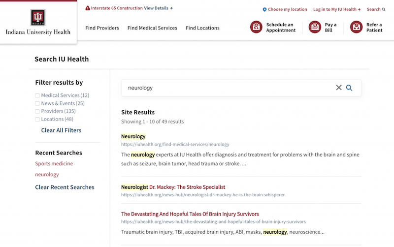 Indiana University Health địa chỉ tìm kiếm thông tin sức khỏe hiệu quả thông qua từ khóa
