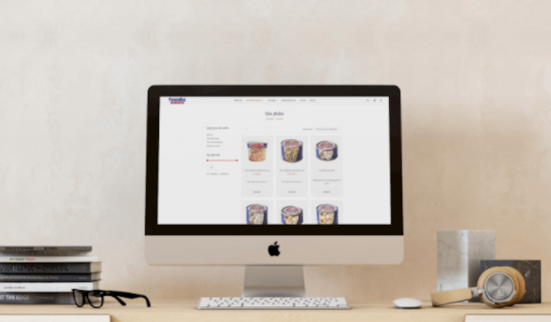 Trang sản phẩm Yummione có thể lọc theo giá - chức năng phổ biến trên nhiều website thương mại điện tử