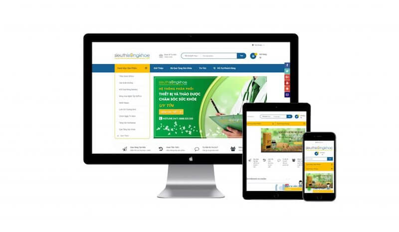 Website sử dụng màu xanh dương làm màu chủ đạo, tương thích với mọi thiết bị và nền tảng hệ điều hành