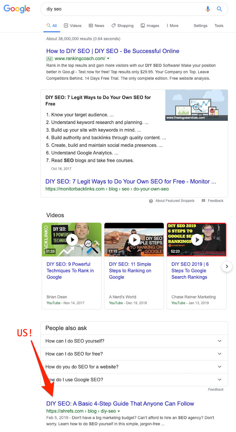 Tìm từ khóa có vị trí dưới 3.1 với Google