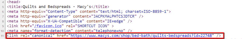 Sử dụng thẻ Canonical trong URL