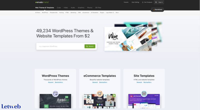 ThemeForest cung cấp nhiều mẫu website đẹp, dễ sử dụng