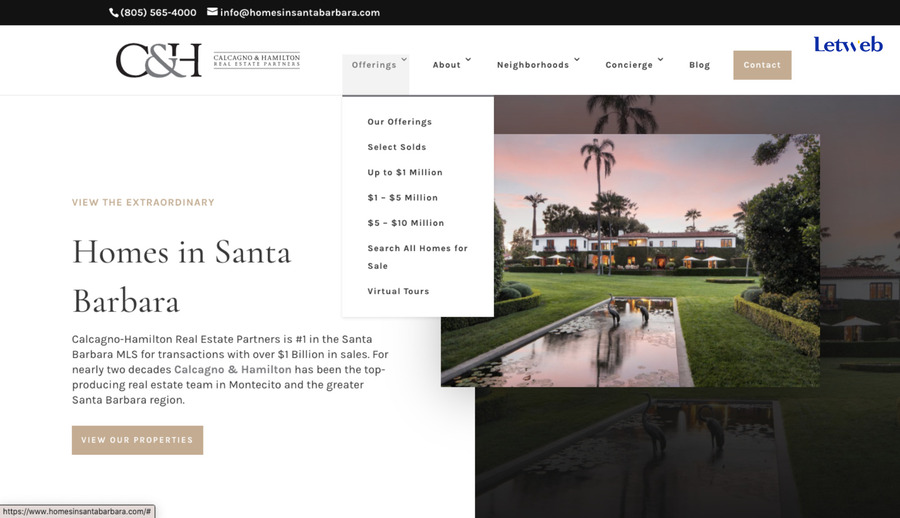 Homes in Santa Barbara chú trọng vào cảm giác thoải mái của người dùng khi truy cập web
