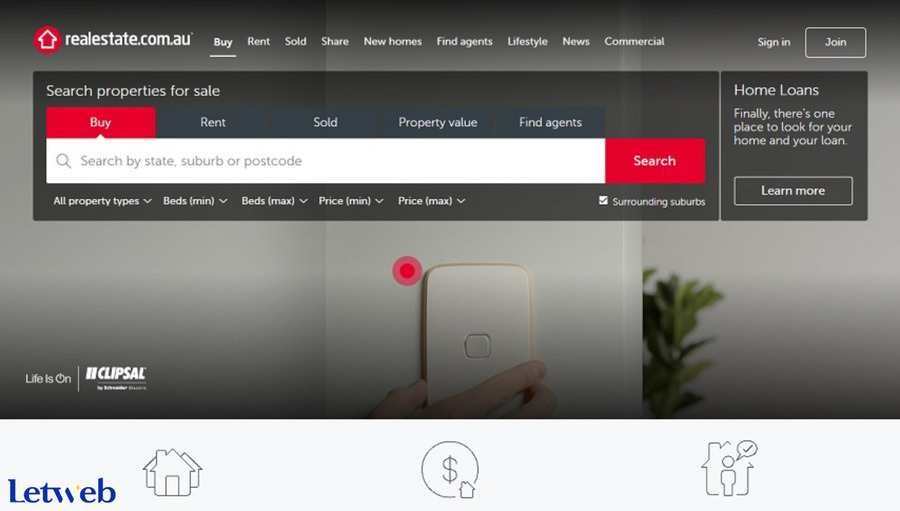 Real Estate là một ví dụ mà bất kỳ ai muốn thiết kế website bất động sản nên tham khảo